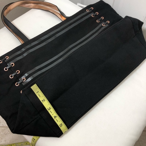 Victorias Secret Canvas Weekender Travel Large Zipper Tote Bag Rose Gold Detail - Picture 12 of 16